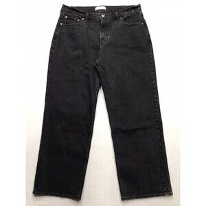 ABERCROMBIE & FITCH Baggy Low Rise Jeans Women 12/31 (36x30 fit) Black Wide Leg
